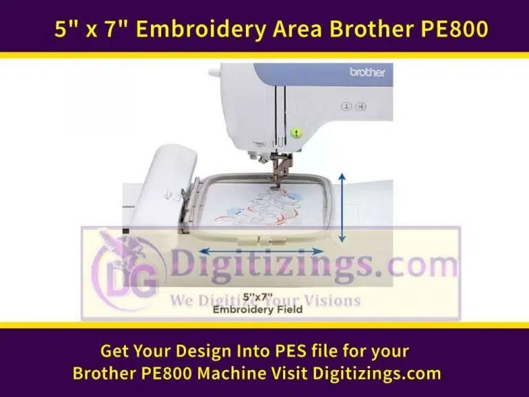 5" x 7" embroidery area brother pe800​