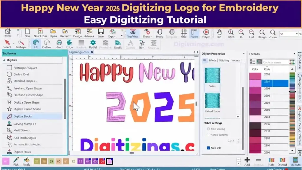 happy new year 2026 digitizing logo for embroidery easy digitizing tutorial