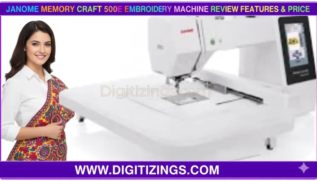 janome memory craft 500e embroidery machine review features & price