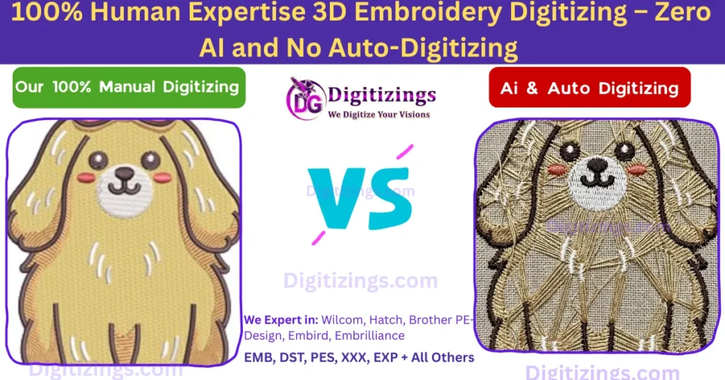 100% human expertise 3d embroidery digitizing – zero ai and no auto-digitizing