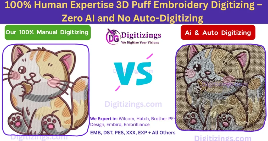 100% human expertise 3d puff embroidery digitizing – zero ai and no auto-digitizing