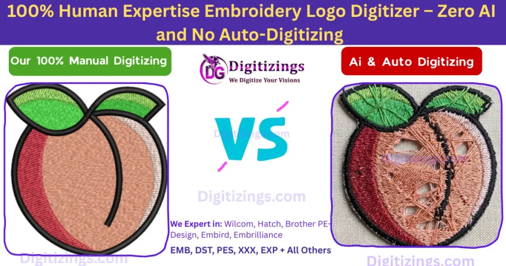 100% human expertise embroidery logo digitizer – zero ai and no auto-digitizing
