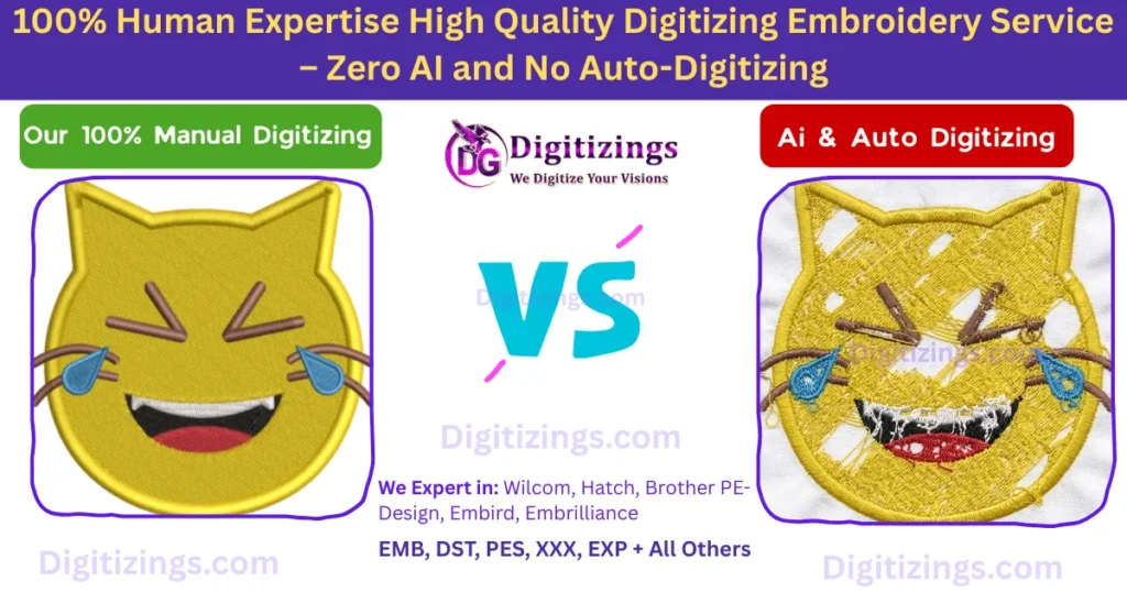 100% human expertise high quality digitizing embroidery service – zero ai and no auto-digitizing