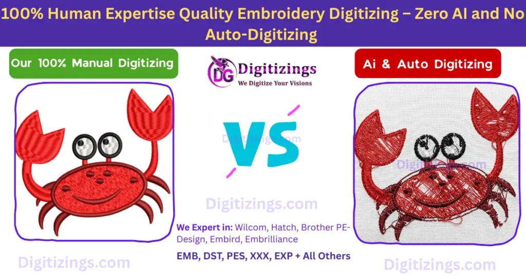 100% human expertise quality embroidery digitizing – zero ai and no auto-digitizing