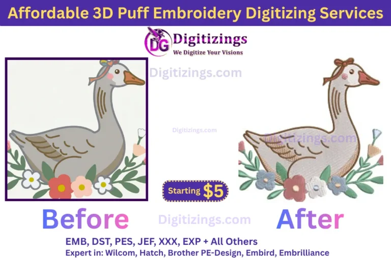 affordable 3d puff embroidery digitizing services