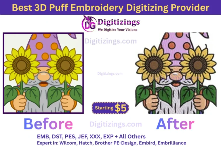 best 3d puff embroidery digitizing provider