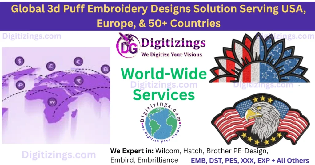 global 3d puff embroidery designs solution serving usa, europe, & 50+ countries