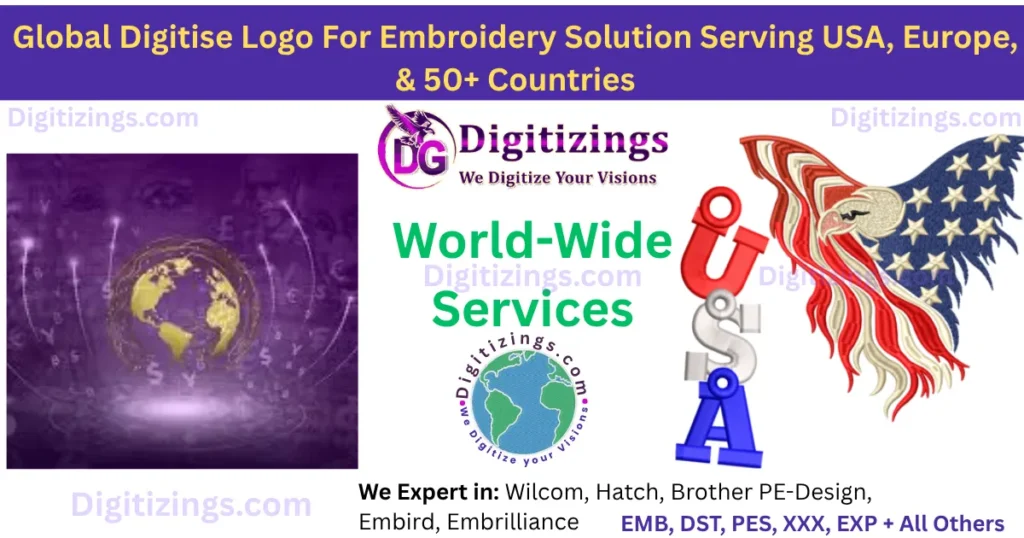 global digitise logo for embroidery solution serving usa, europe, & 50+ countries