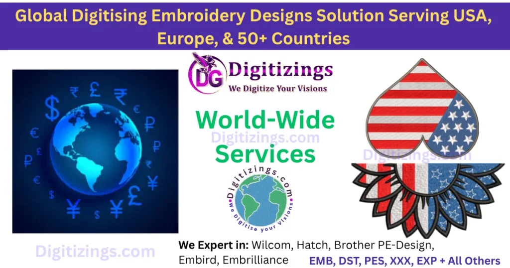 global digitising embroidery designs, europe & 50+ countries