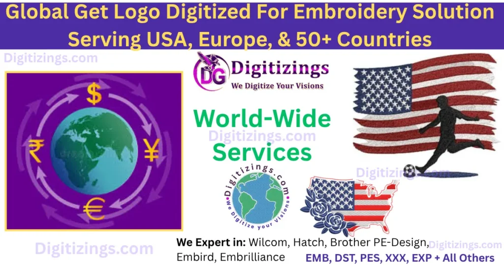global get logo digitized for embroidery solution serving usa, europe, & 50+ countries