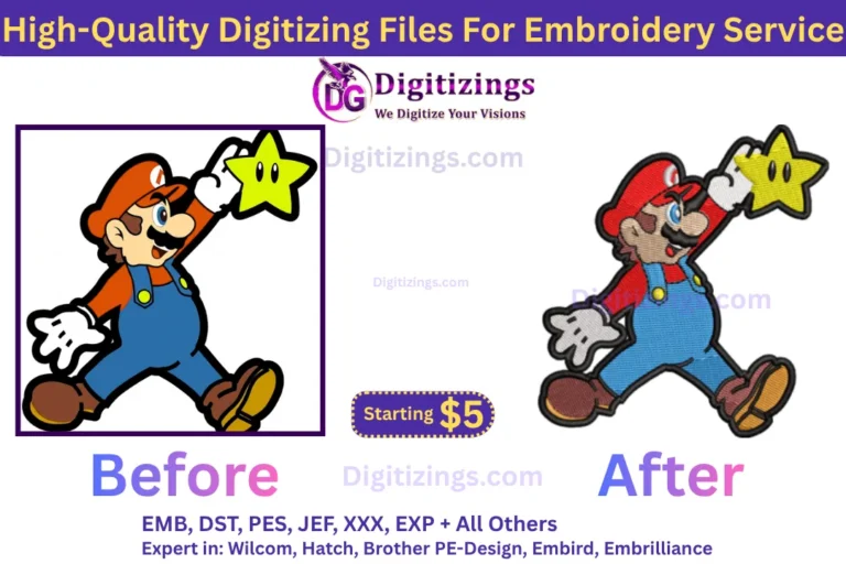 high quality digitizing files for embroidery service