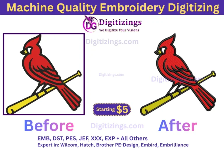 machine quality embroidery digitizing