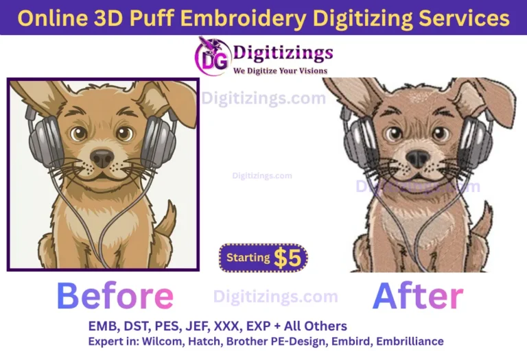 online 3d puff embroidery digitizing services