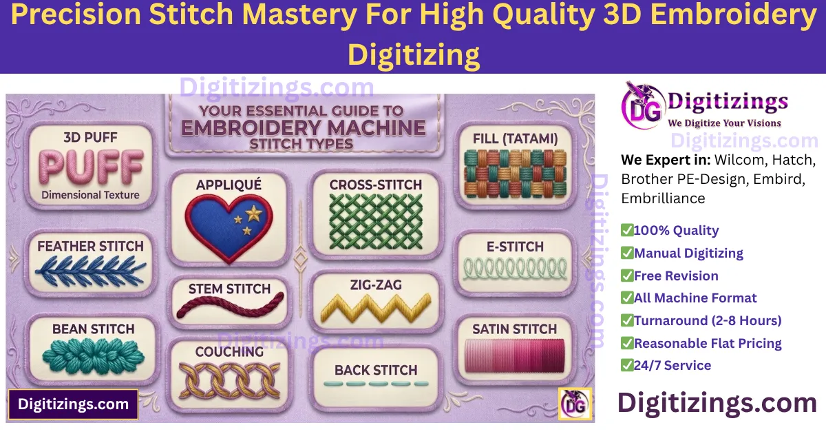 precision stitch mastery for high quality 3d embroidery digitizing