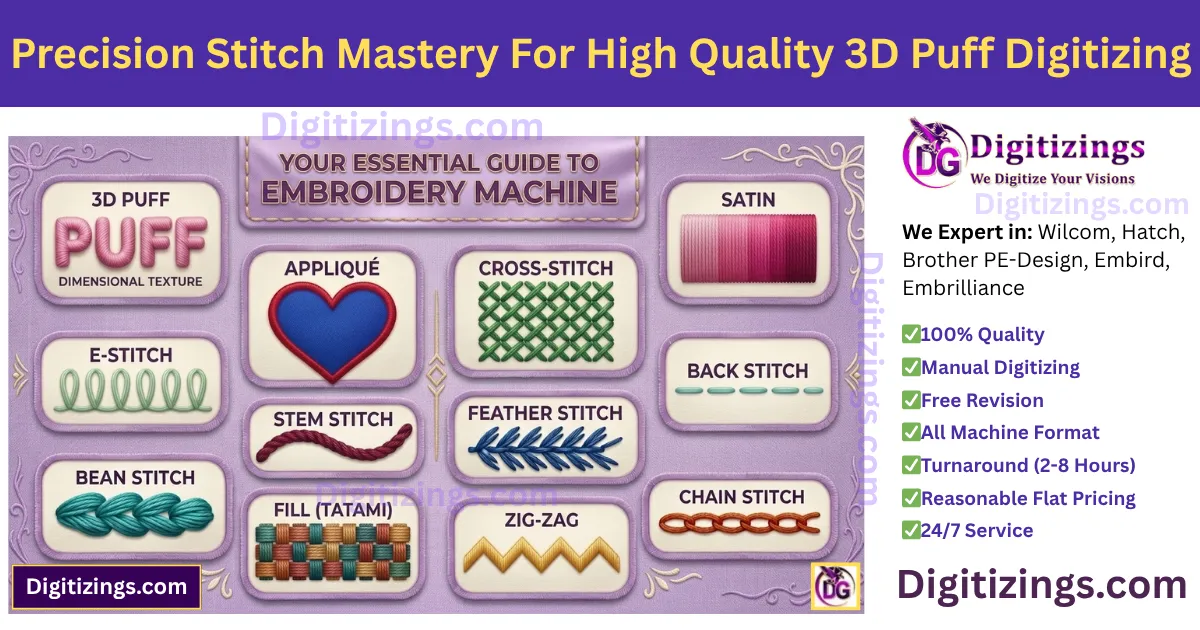 precision stitch mastery for high quality 3d puff digitizing