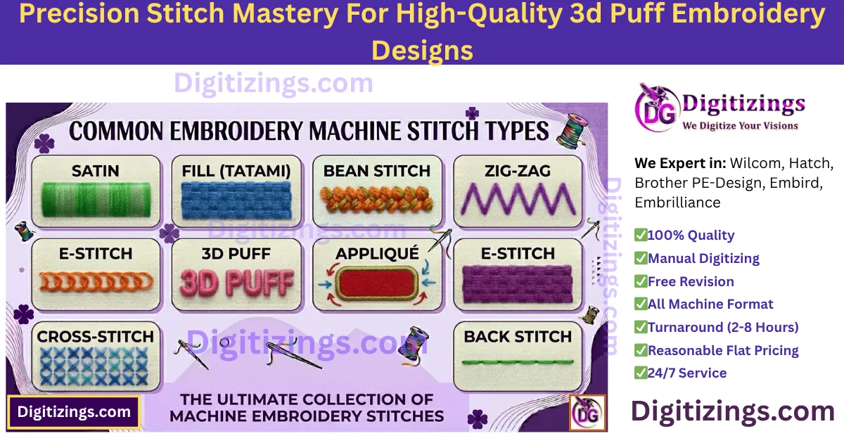 precision stitch mastery for high-quality 3d puff embroidery designs