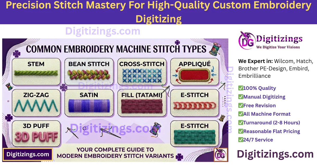 precision stitch mastery for high-quality custom embroidery digitizing