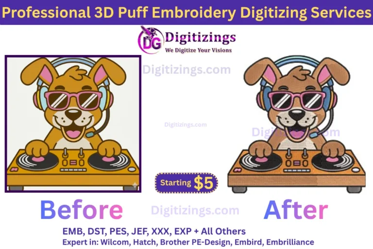 professional 3d puff embroidery digitizing services