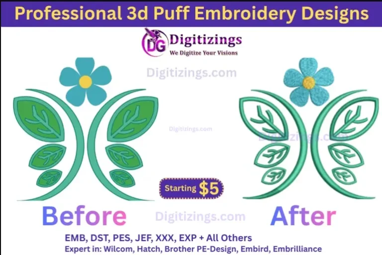 professional 3d puff embroidery designs