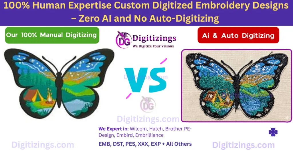 100% human expertise custom digitized embroidery designs – zero ai and no auto-digitizing