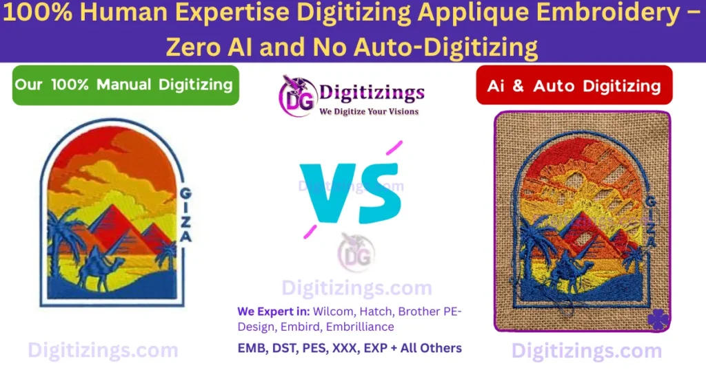 100% human expertise digitizing applique embroidery – zero ai and no auto-digitizing