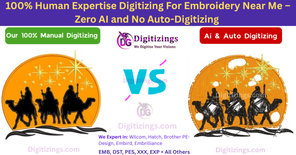 100% human expertise digitizing for embroidery near me – zero ai and no auto-digitizing