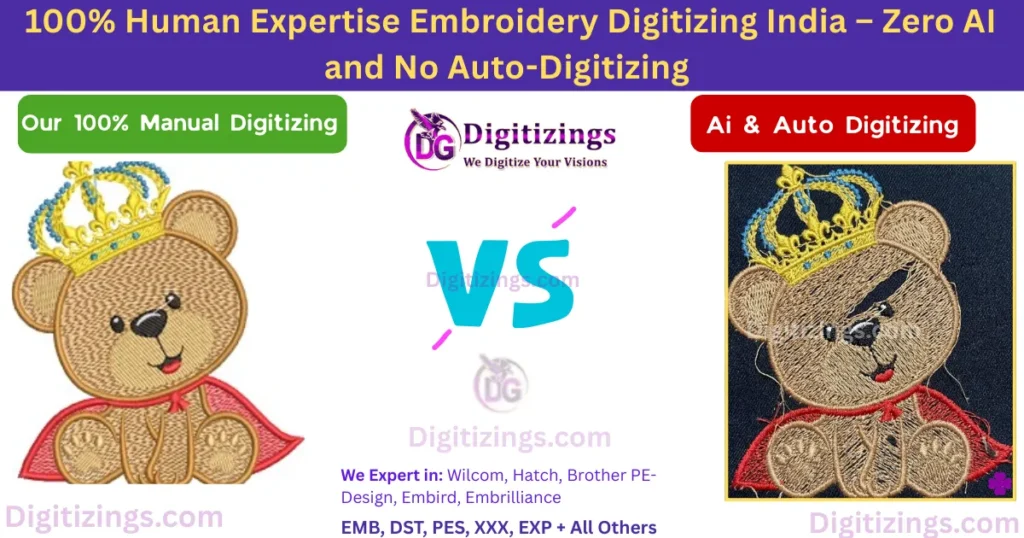100% human expertise embroidery digitizing india – zero ai and no auto-digitizing