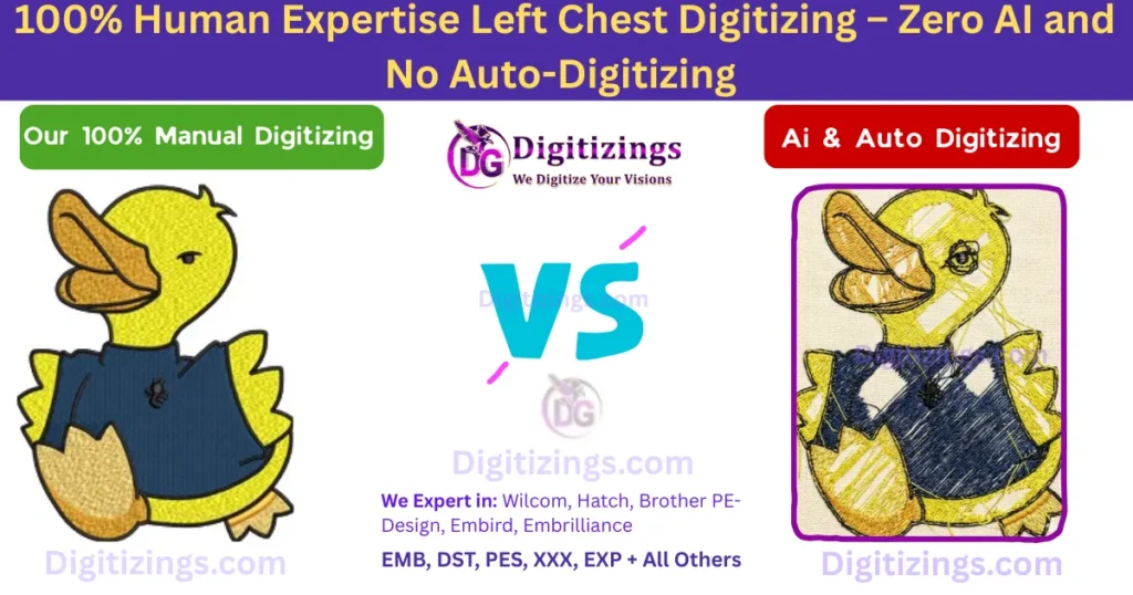 100% human expertise left chest digitizing – zero ai and no auto-digitizing