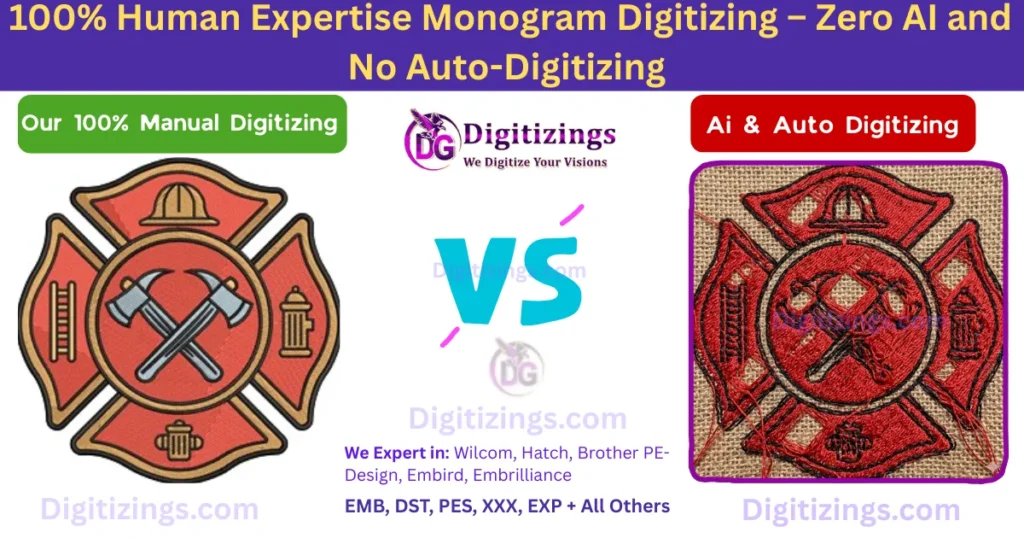 100% human expertise monogram digitizing – zero ai and no auto-digitizing