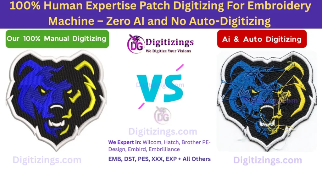 100% human expertise patch digitizing for embroidery machine – zero ai and no auto-digitizing