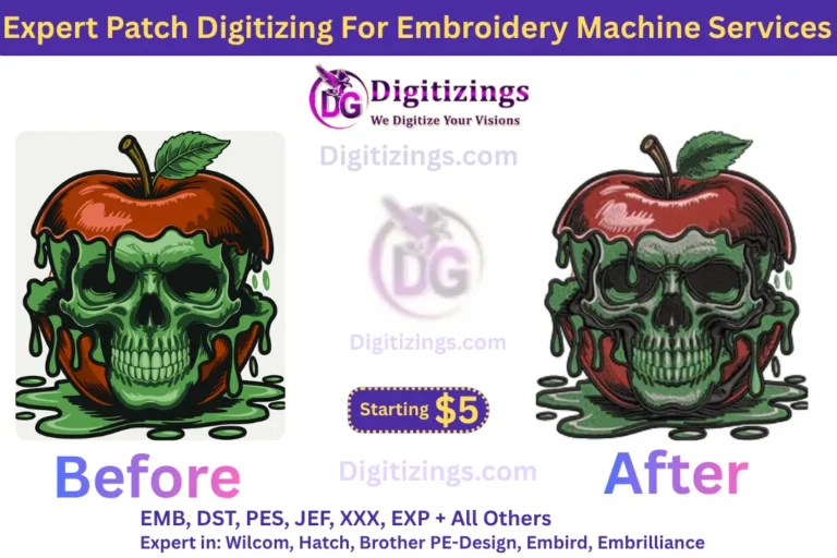 expert patch digitizing for embroidery machine services