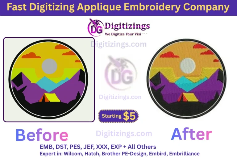 fast digitizing applique embroidery company