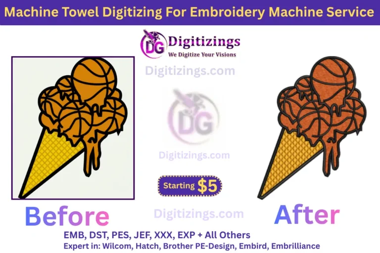 machine towel digitizing for embroidery machine service