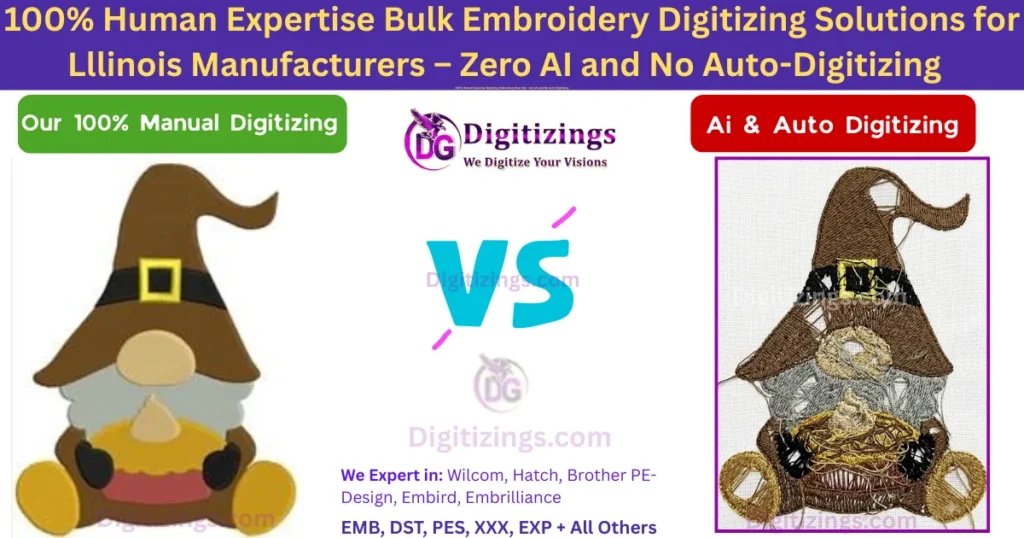 100% human expertise bulk embroidery digitizing solutions for lllinois manufacturers – zero ai and no auto-digitizing