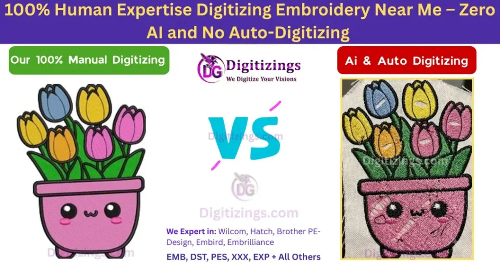 100% human expertise digitizing embroidery near me – zero ai and no auto-digitizing