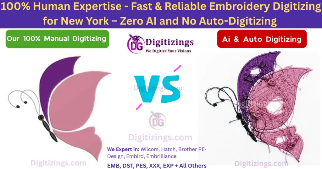 100% human expertise - fast & reliable embroidery digitizing for new york – zero ai and no auto-digitizing