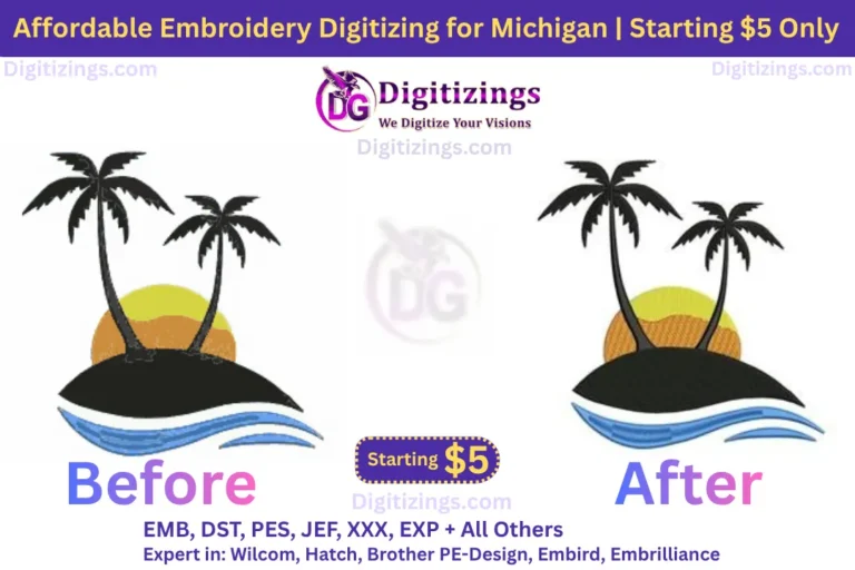 affordable embroidery digitizing for michigan starting 5 only