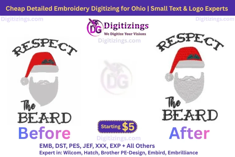 cheap detailed embroidery digitizing for ohio small text logo experts