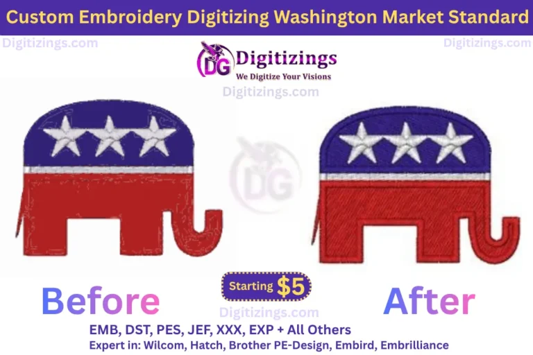 custom embroidery digitizing washington market standard