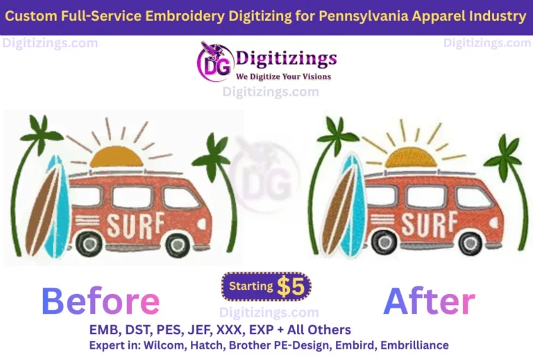custom full-service embroidery digitizing for pennsylvania apparel industry