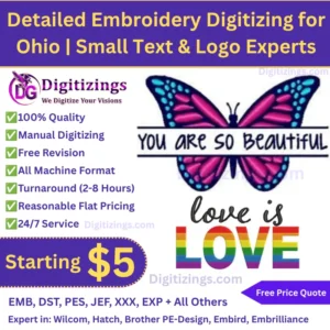 Detailed Embroidery Digitizing for Ohio Small Text & Logo Experts