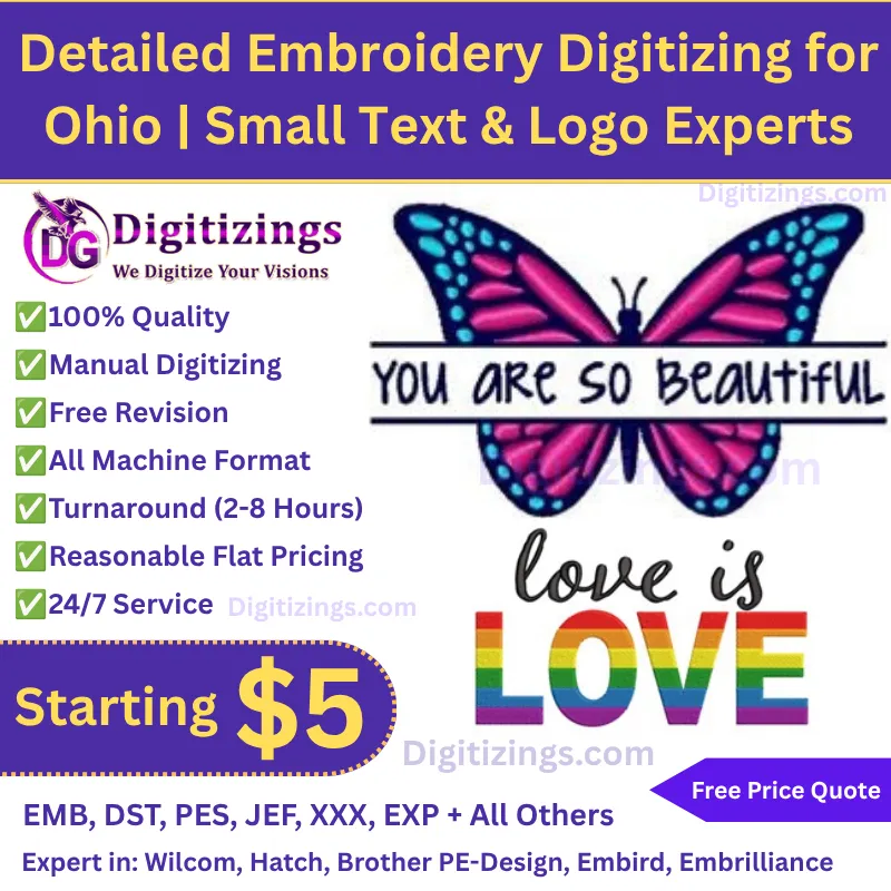 Expert Detailed Embroidery Digitizing for Ohio | Small Text & Logo Experts