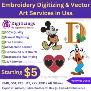 Embroidery Digitizing & Vector Art Services in Usa