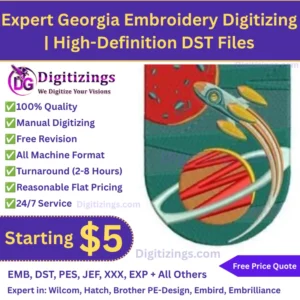 Expert Georgia Embroidery Digitizing High-Definition DST Files