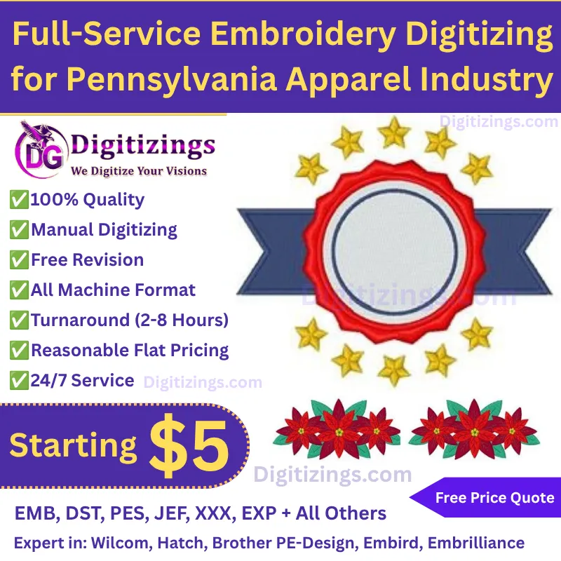 High-Quality Full-Service Embroidery Digitizing for Pennsylvania Apparel Industry