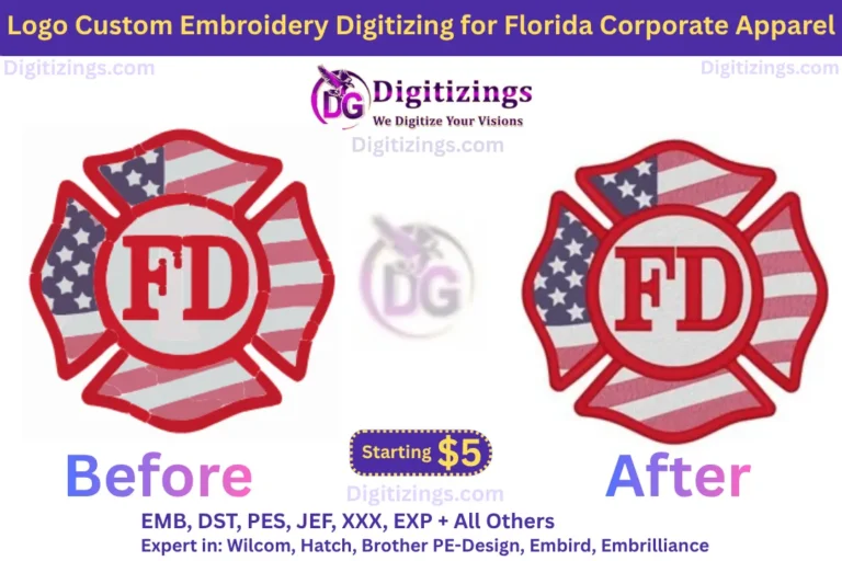 logo custom embroidery digitizing for florida corporate apparel