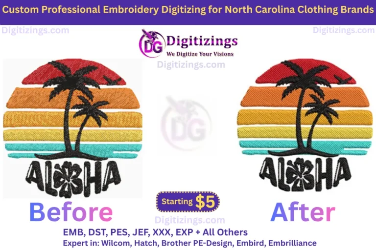 logo professional embroidery digitizing for north carolina clothing brands