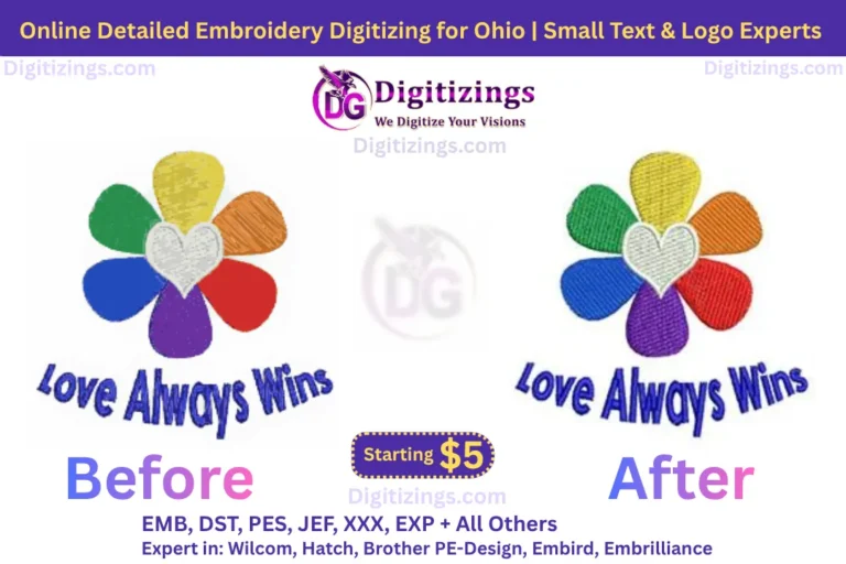 online detailed embroidery digitizing for ohio small text & logo experts