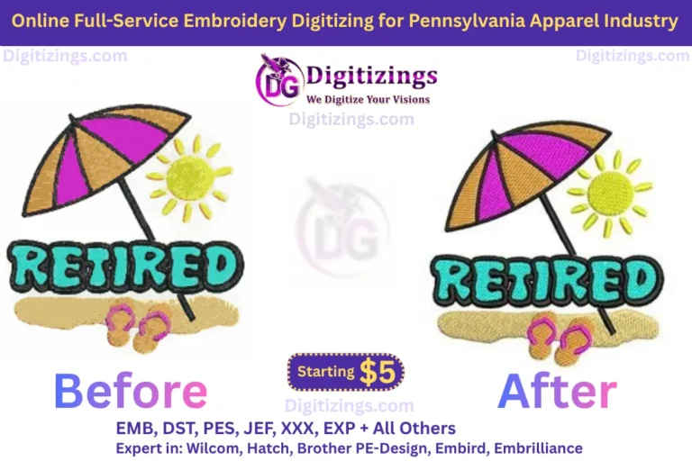 online full service embroidery digitizing for pennsylvania apparel industry