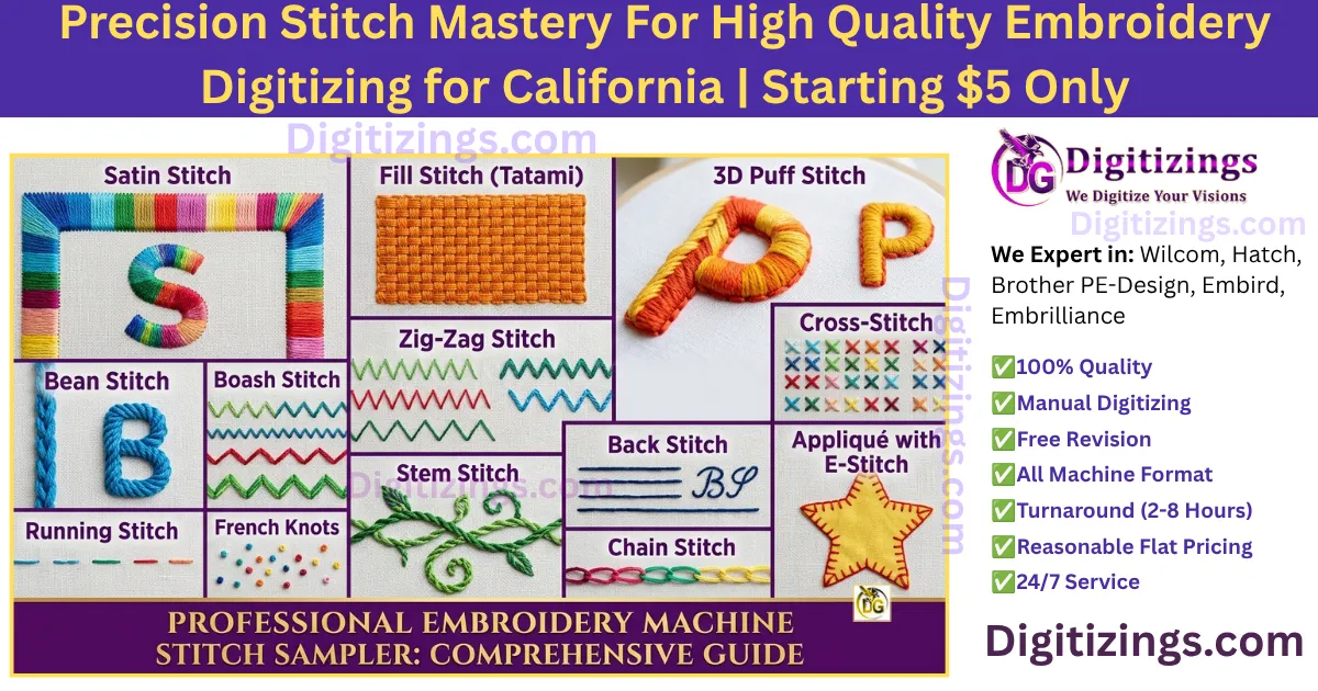 precision stitch mastery for high quality embroidery digitizing for california starting $5 only